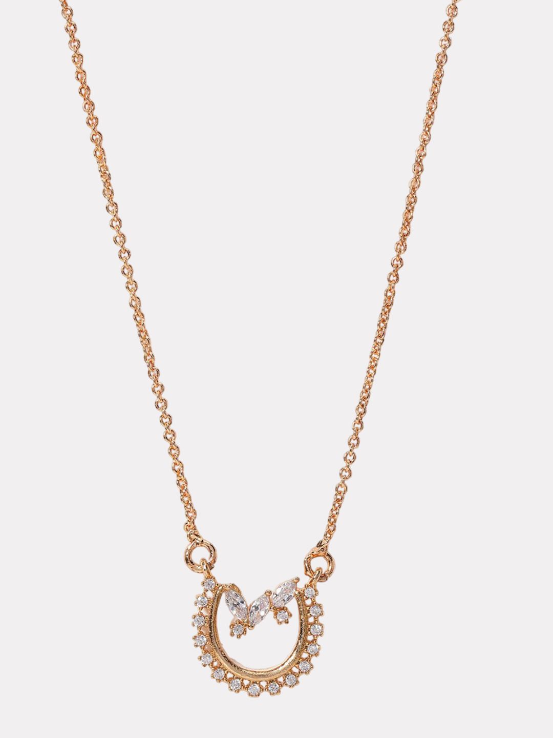 Kalung Minima DressBerry Bersalut Emas CZ Batu Dengan Rantai
