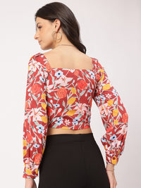 DressBerry Sweet Serenity Floral Print Tie-Up Crop Top