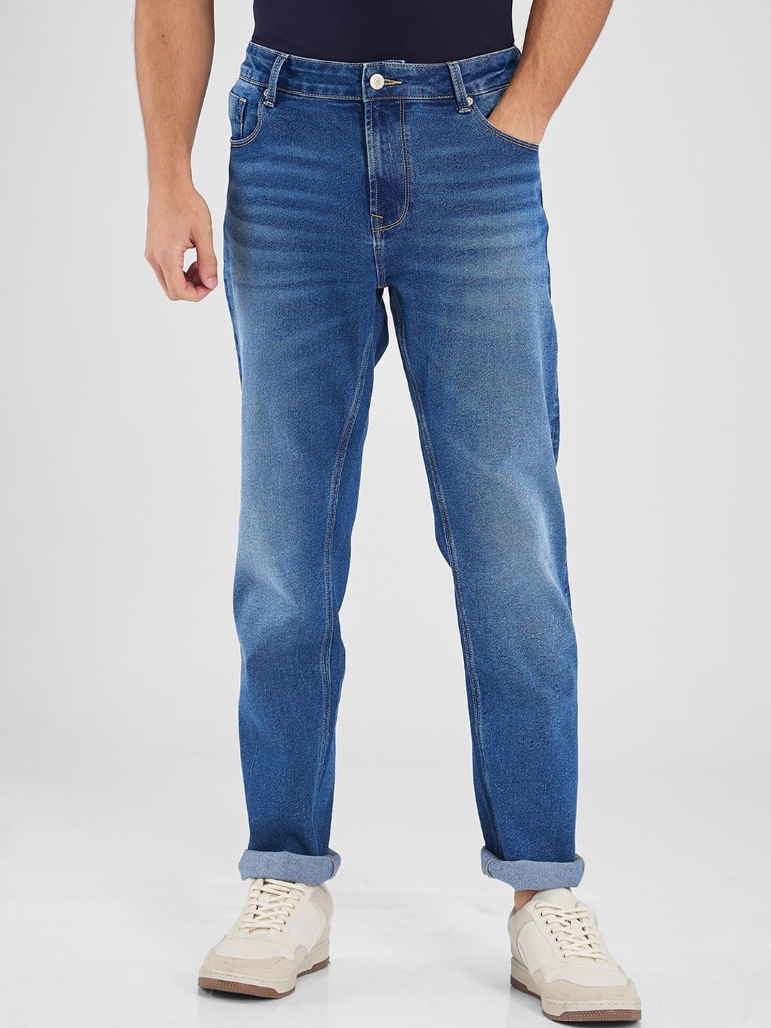 Lelaki Spykar Santai Fit Light Fade Jeans Regangan