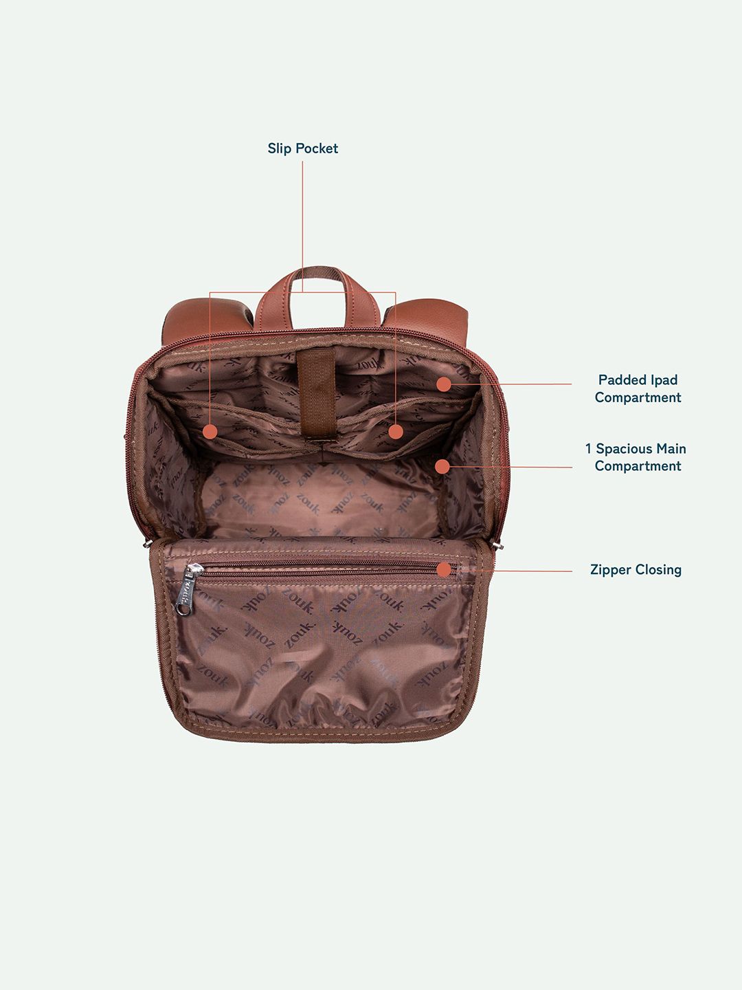 ZOUK Unisex Geometric Printed Backpack