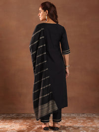 Gerua By Libas Round Neck Gotta Patti Straight Kurta With Trousers & Dupatta