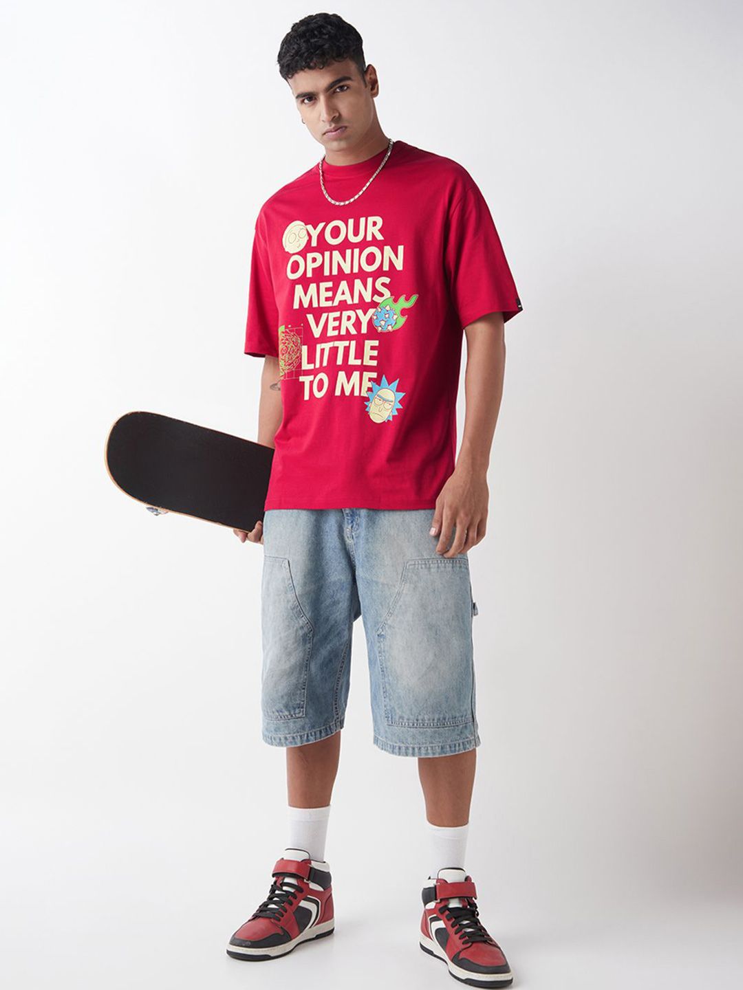 Bewakoof Official Rick And Morty Merchandise Pure Cotton Typography Oversized T-Shirt
