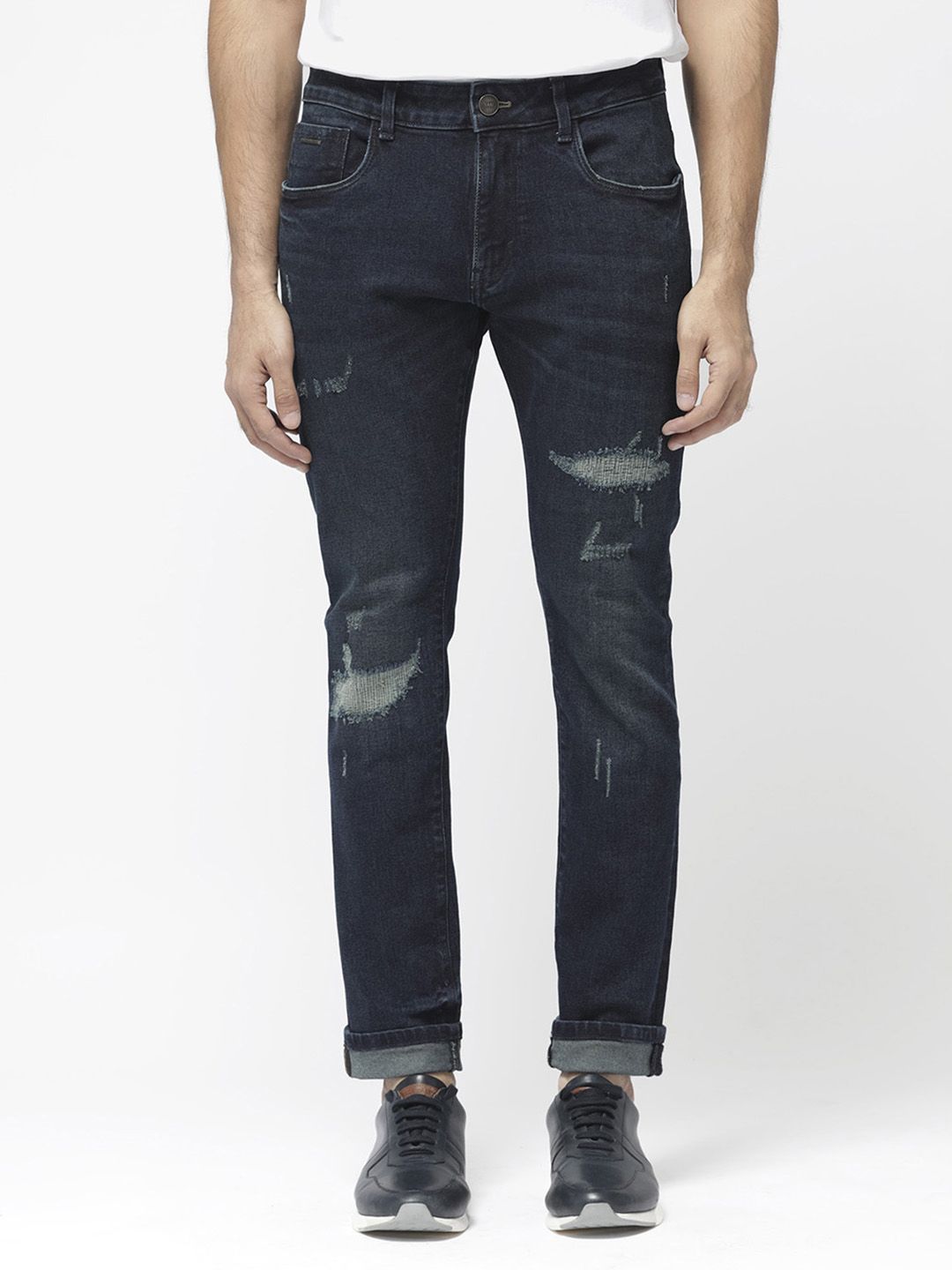RARE RABBIT Men Erie Slim Fit Mid-Rise Ed Cotton Jeans