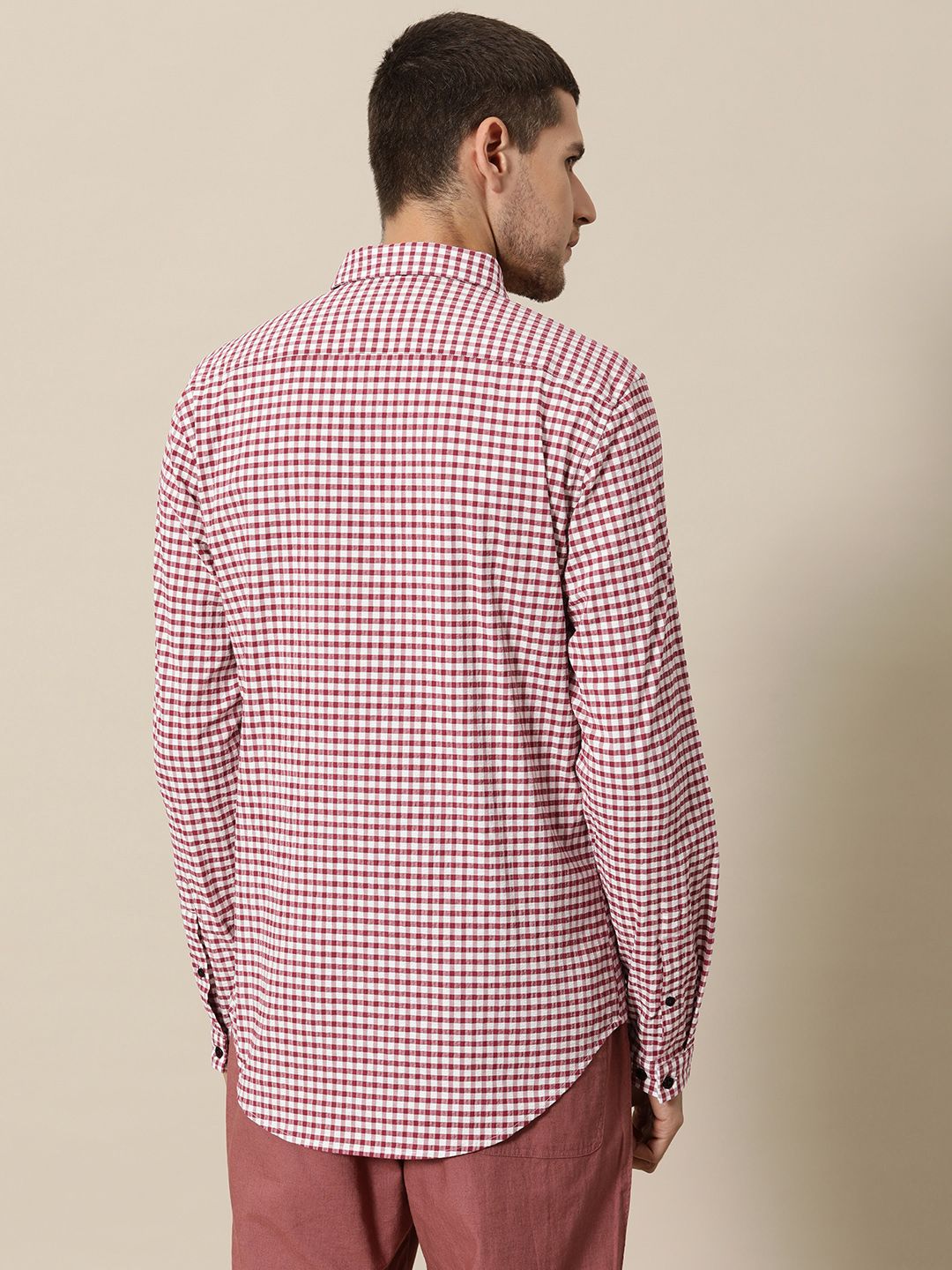 Mr Bowerbird Tailored Fit Gingham Checked Casual Shirt