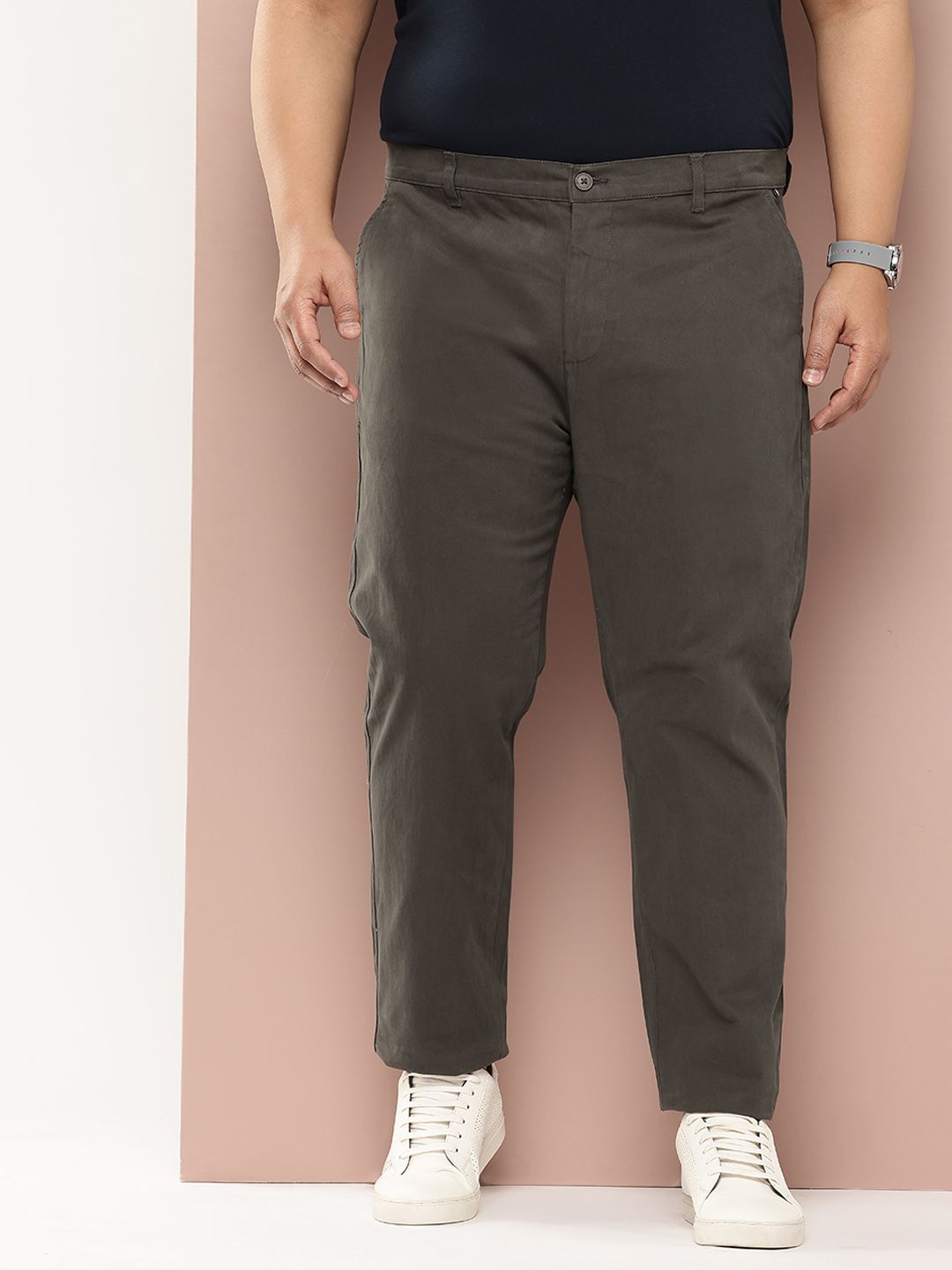 Thomas Scott Men Plus Size Smart Easy Wash Pure Cotton Chinos Trousers