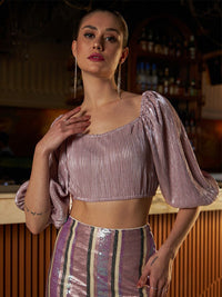 Athena Self Design Square Neck Crop Top