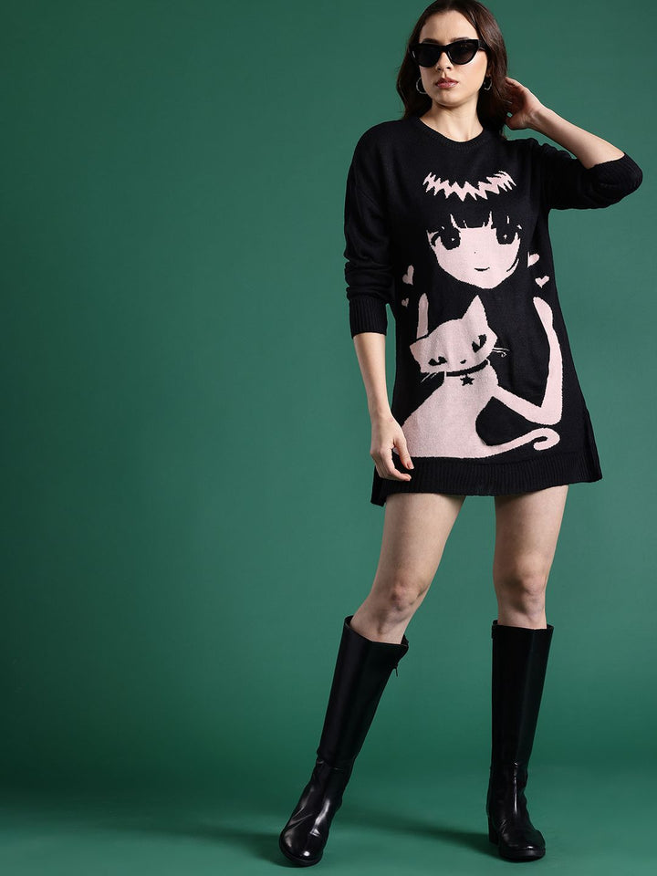 DressBerry Self Design Sweater Dress