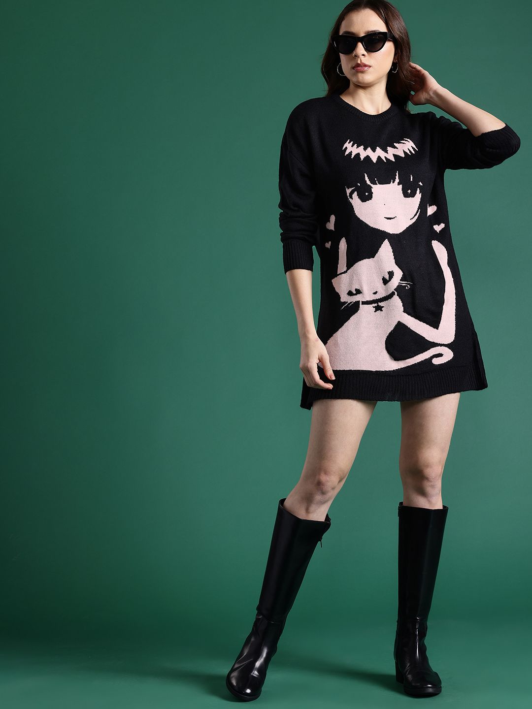 DressBerry Self Design Sweater Dress