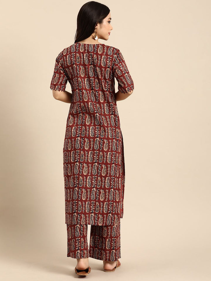 Anouk Women Ethnic Motifs Printed Pure Cotton Kurta with Palazzos