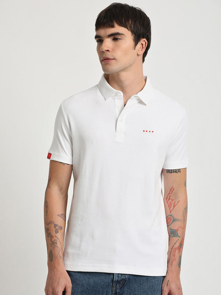 THE BEAR HOUSE Polo Collar Slim Fit Pure Cotton T-shirt