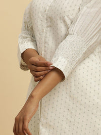 W Geometric Woven Design Thread Work A-Line Kurta