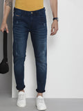 The Indian Garage Co Men Carrot Fit Low Distress Light Fade Stretchable Jeans