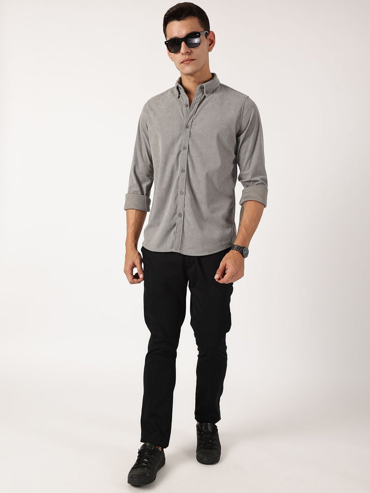 Thomas Scott Men Premium Button-Down Collar Corduroy Cotton Casual Shirt