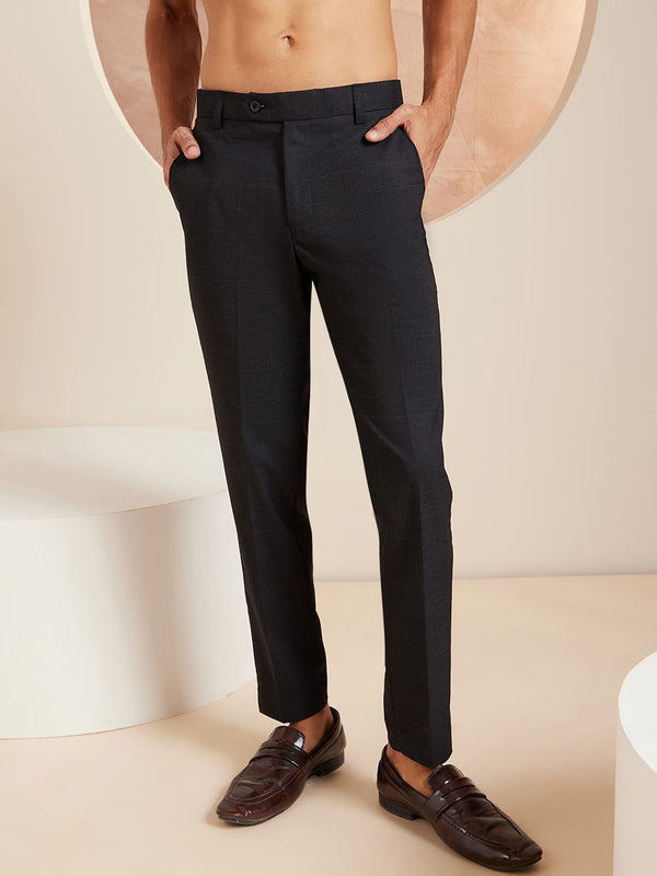 DENNISON Men Checked Smart Tapered Fit Easy Wash Formal Trouser