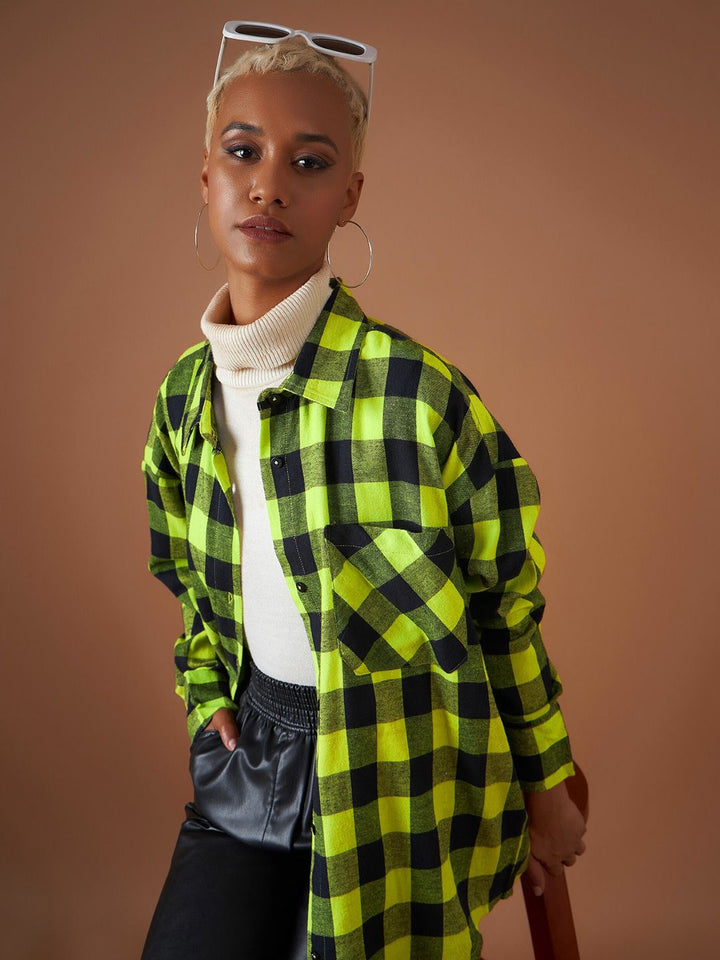 SASSAFRAS Buffalo Checked Oversized Casual Pure Cotton Shacket