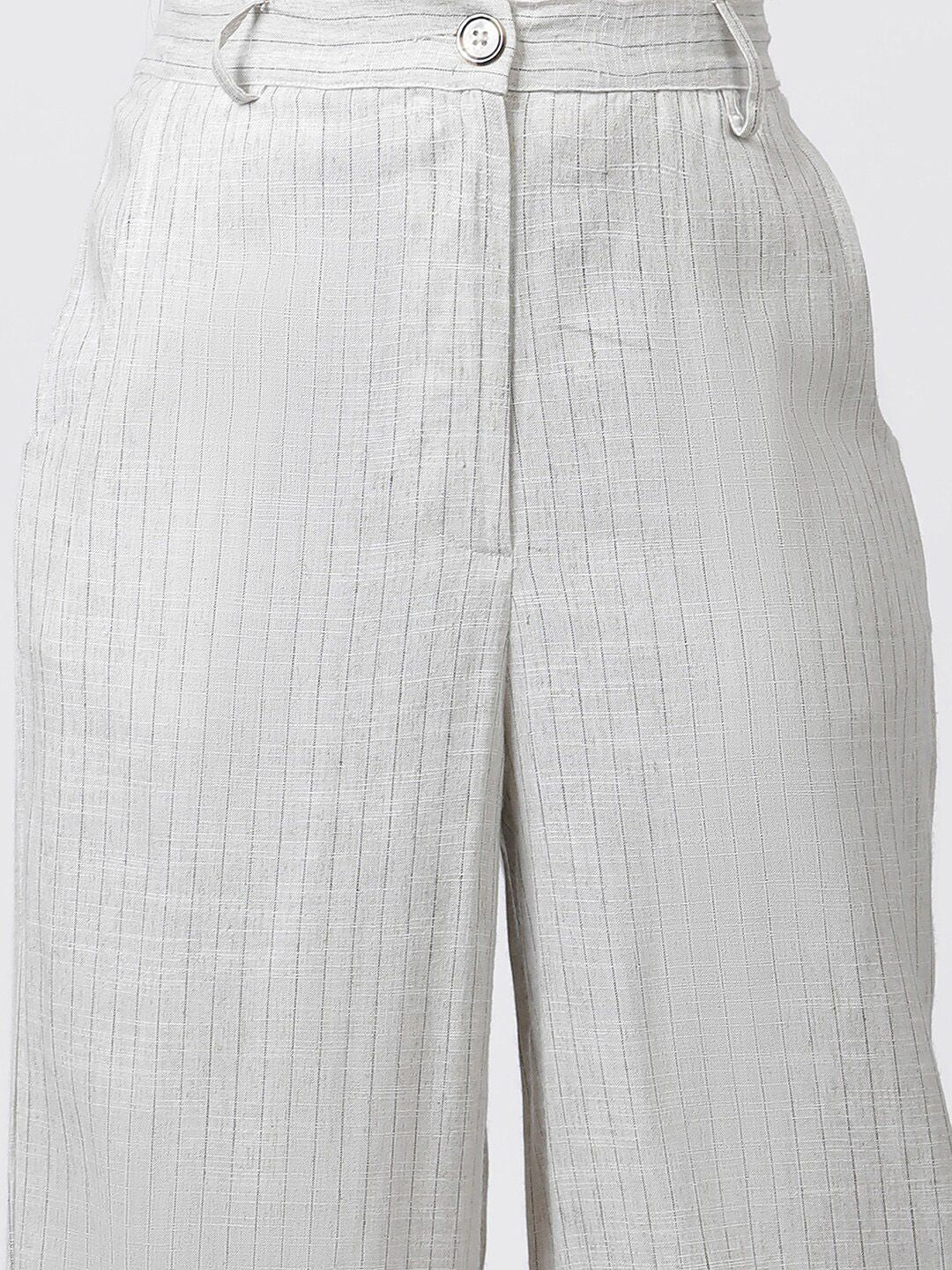 W Women Striped Mid-Rise Straight Fit Parallel Trouser