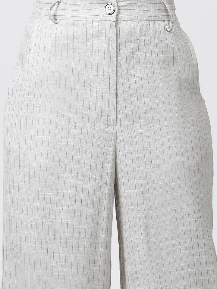 W Women Striped Mid-Rise Straight Fit Parallel Trouser