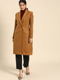 all about you Women Brown Solid Regular Fit Overcoat