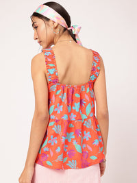 DressBerry Petal-Power Sleeveless Comfy A-Line Printed Top