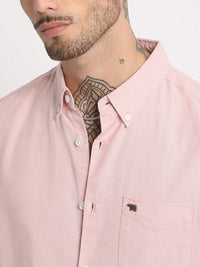 THE BEAR HOUSE Slim Fit Button-Down Collar Casual Pure Cotton Shirt