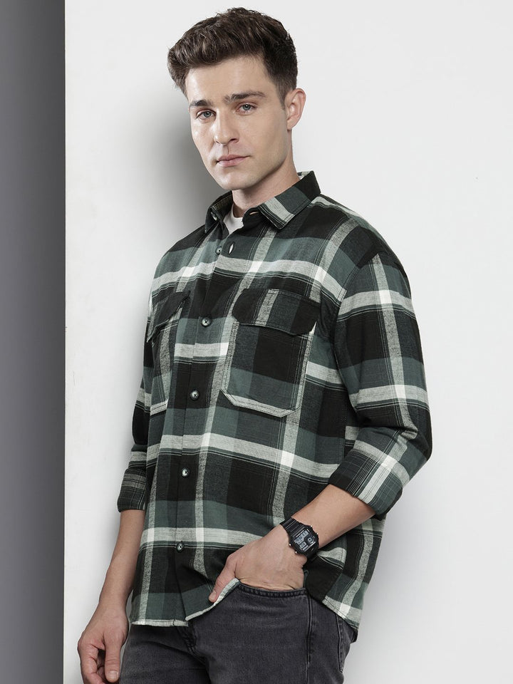 The Indian Garage Co Men Regular Fit Checkered Double Flap Casual Shirt