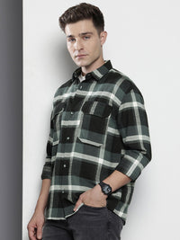 The Indian Garage Co Men Regular Fit Checkered Double Flap Casual Shirt