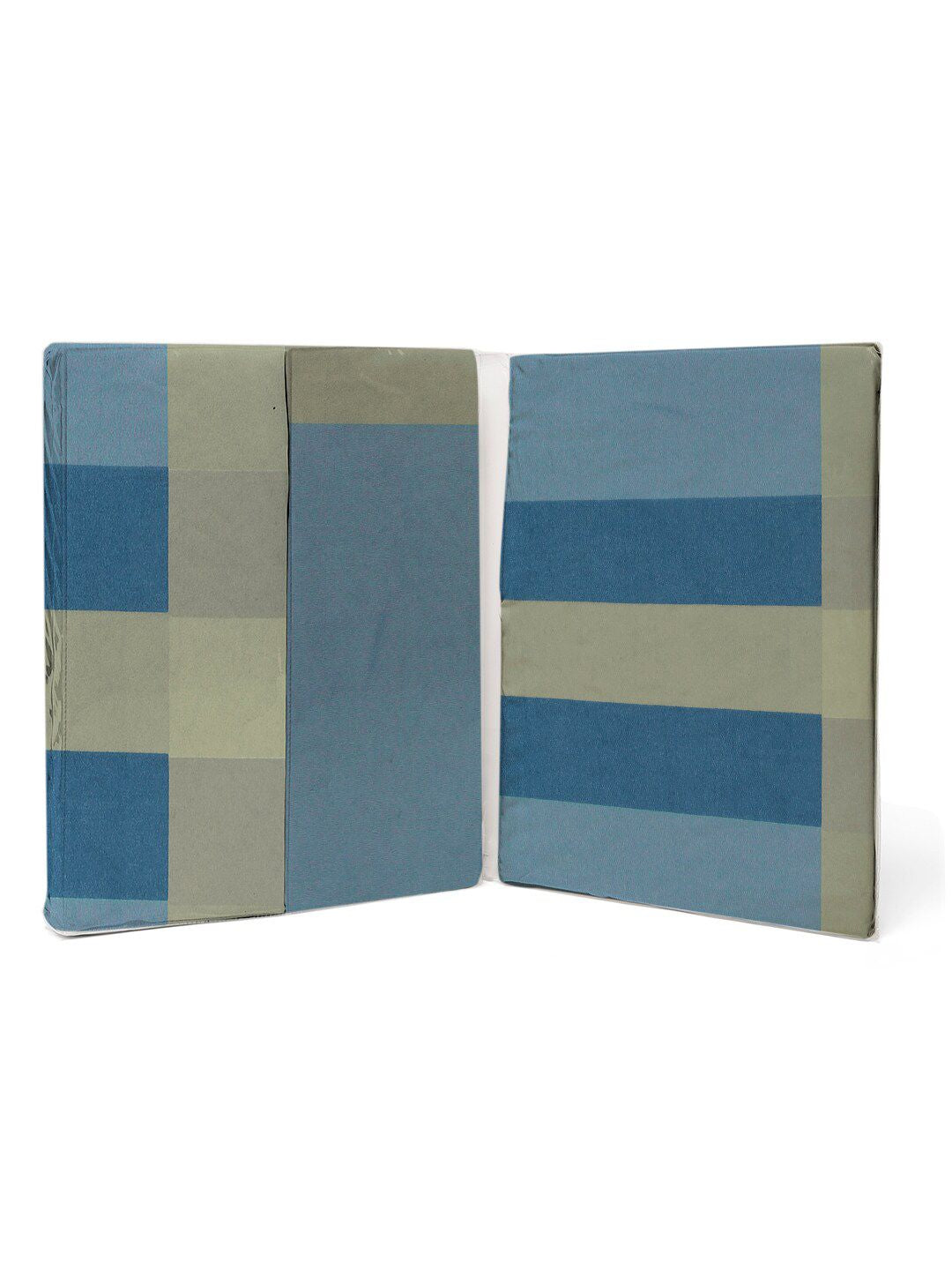 KLOTTHE Blue Geometric 300 TC Fitted Double King Bedsheet Set with 2 pillow coverrs