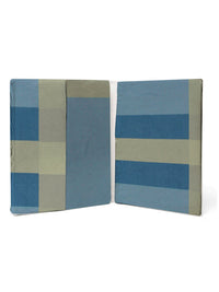 KLOTTHE Blue Geometric 300 TC Fitted Double King Bedsheet Set with 2 pillow coverrs