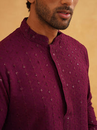 SOJANYA Embroidered Sequined Pure Cotton Kurta With Pyjama