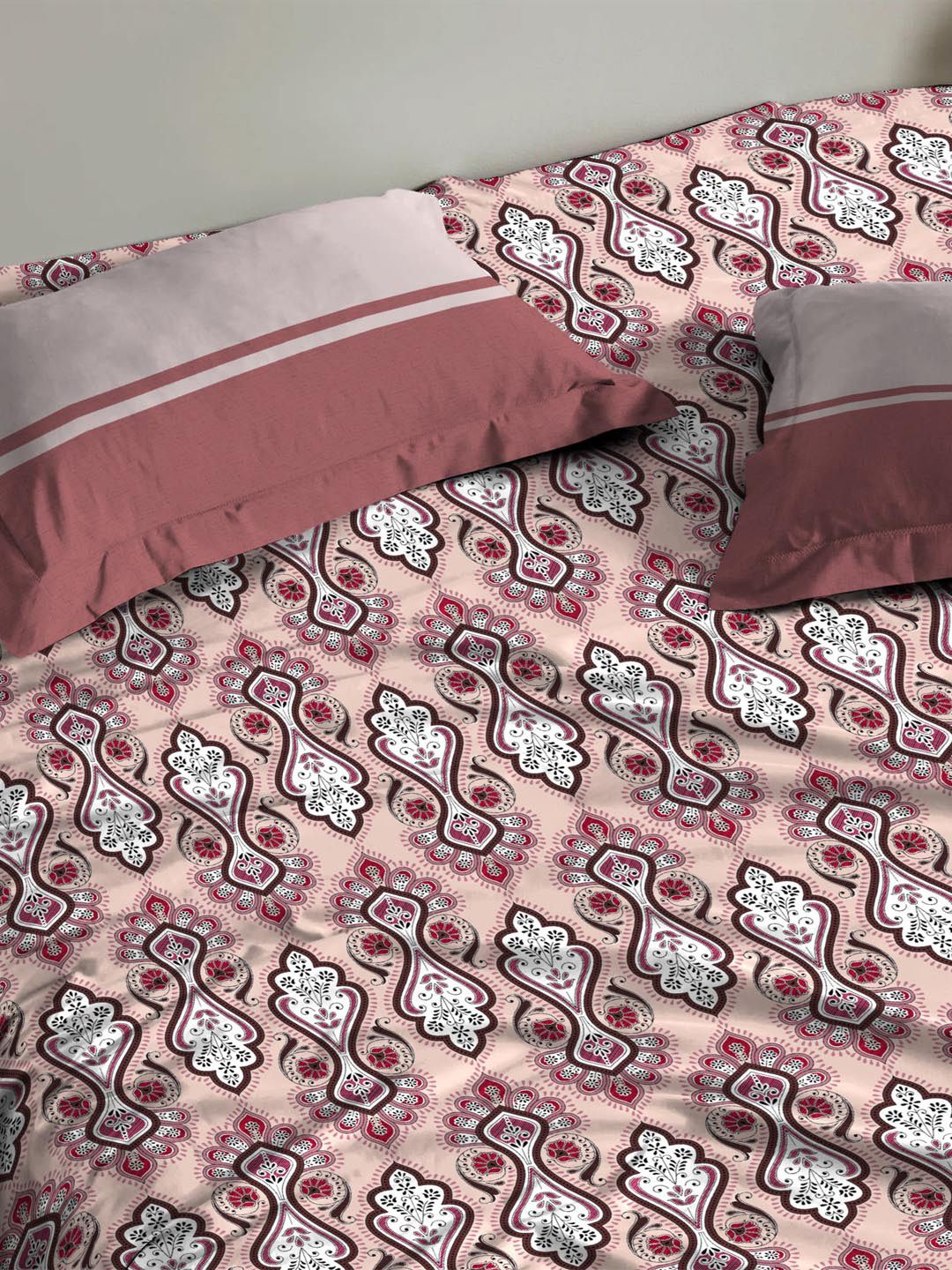 MYTRIDENT Delicate Blush Urban Comfort Flat 144TC Queen Cotton Bedsheet Set