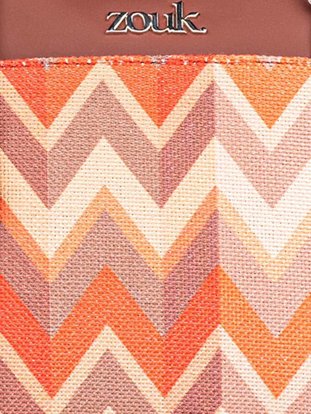 ZOUK Geometric Printed Structured Sling Bag