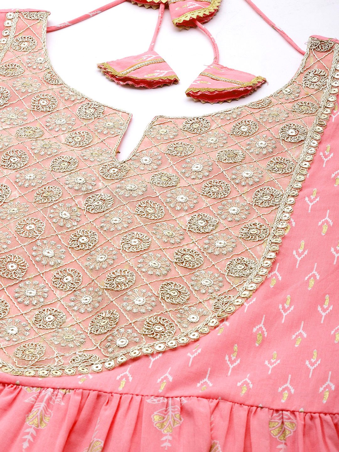 Libas Women Ethnic Motifs Embroidered Pure Cotton Kurta With Palazzos & With Dupatta