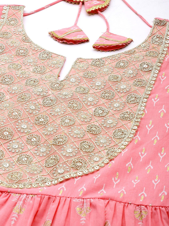 Libas Women Ethnic Motifs Embroidered Pure Cotton Kurta With Palazzos & With Dupatta
