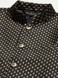 SOJANYA Men Woven Design Kurta with Churidar with Nehru Jacket