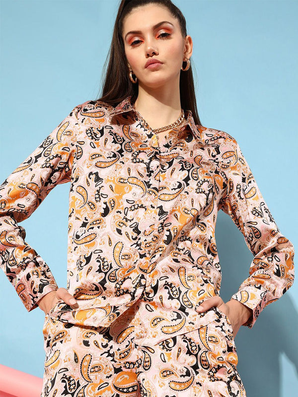 STREET 9 Women Pink & Yellow Floral Shirt