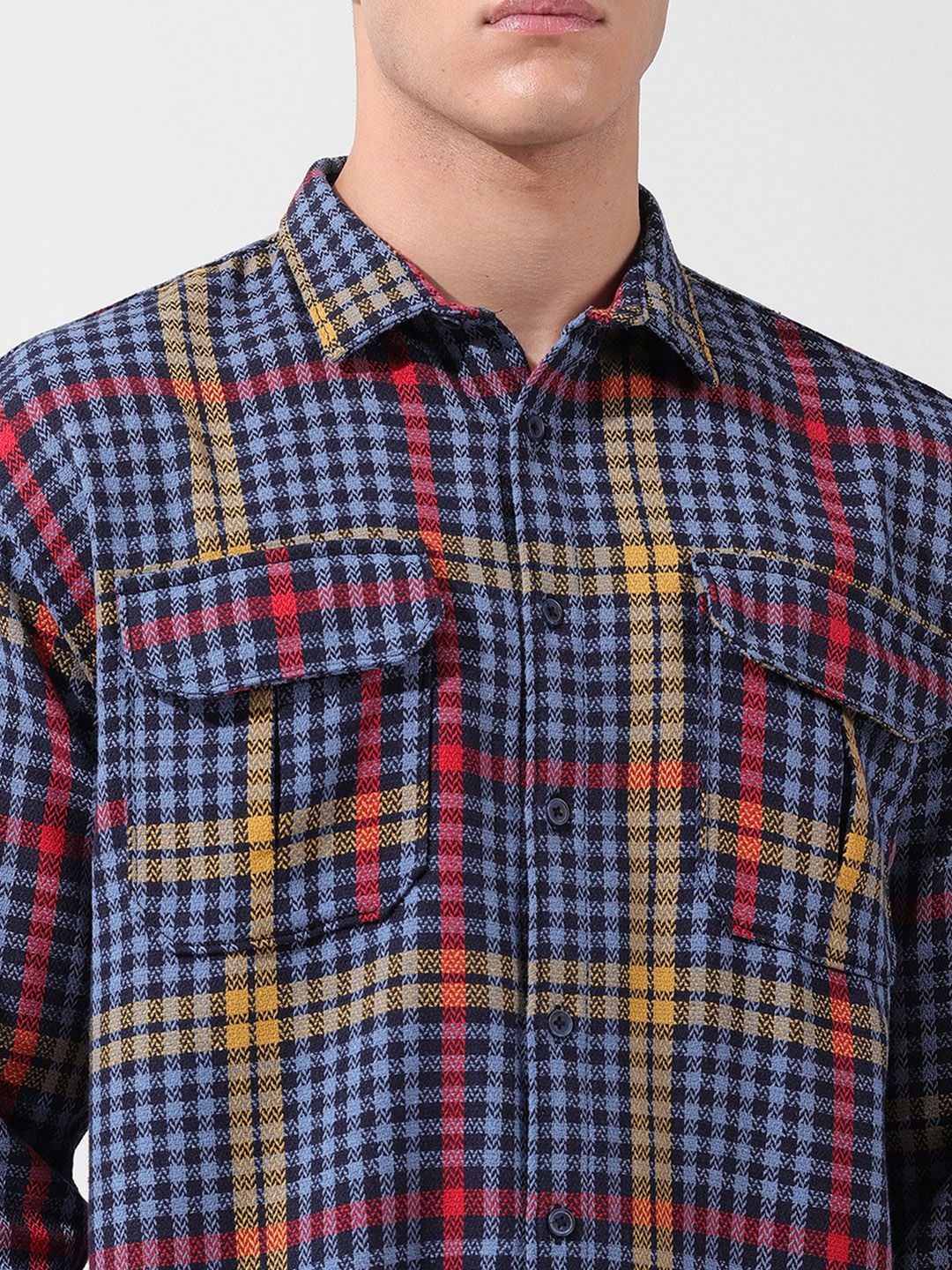The Indian Garage Co Men Relaxed Fit Striped Double Flap Casual Shirt