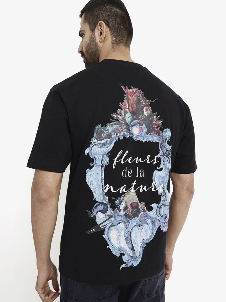 RARE RABBIT Men Graphic Printed Round Neck Cotton Oversized T-Shirt