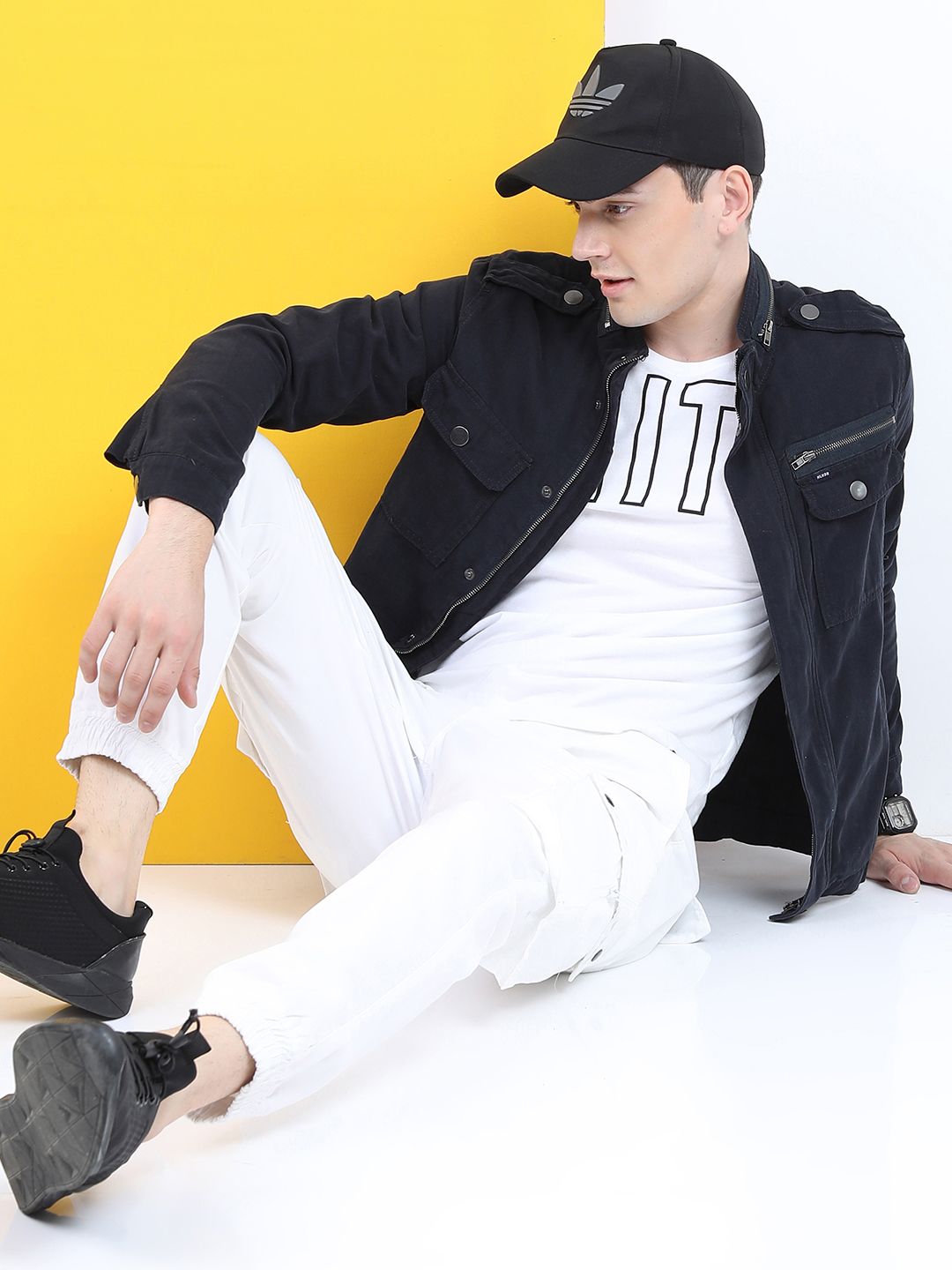 HIGHLANDER Men Navy Blue Denim Jacket