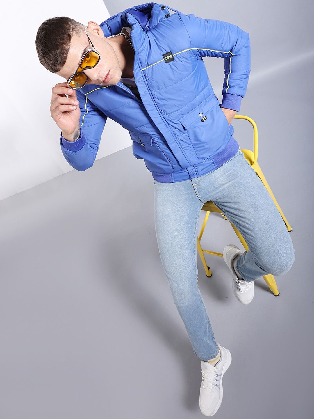 The Indian Garage Co Men Regular Fit Puffer Jacket with Detachable Hood