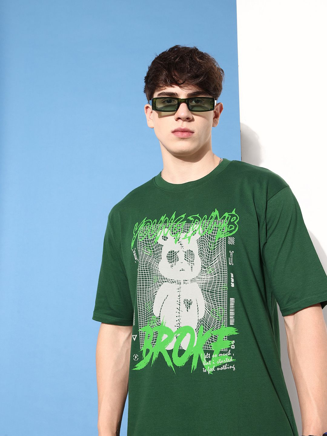 Difference of Opinion Men Pure Cotton Printed Oversized T-shirt