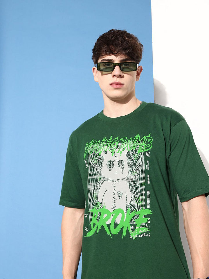 Difference of Opinion Men Pure Cotton Printed Oversized T-shirt