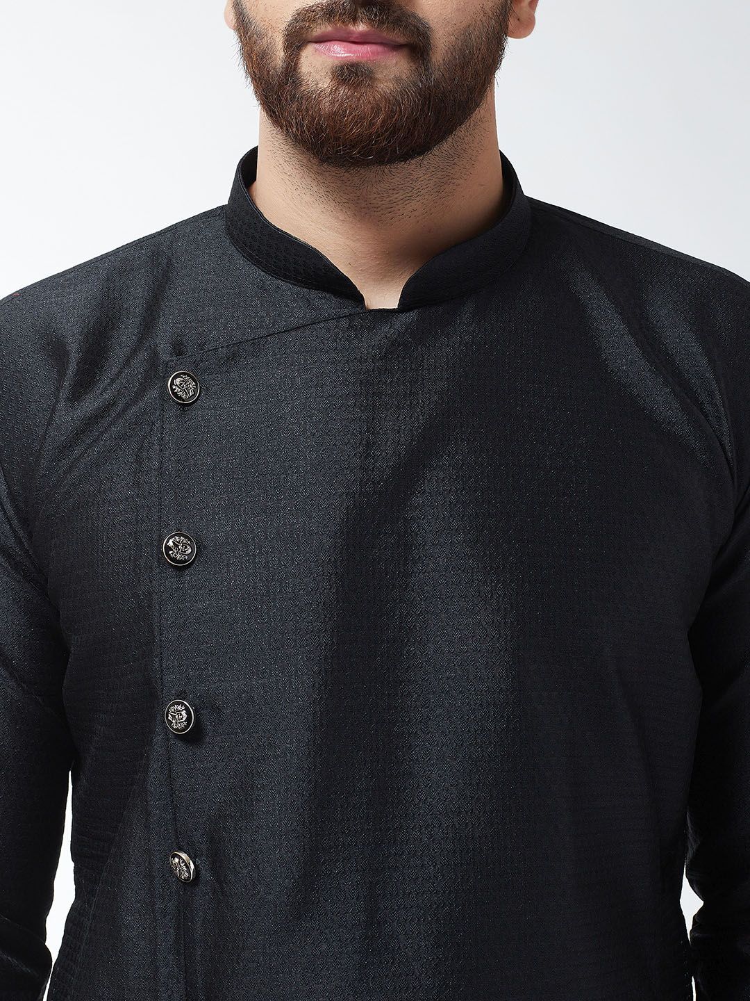 SOJANYA Lelaki Black Woven Design Straight Kurta