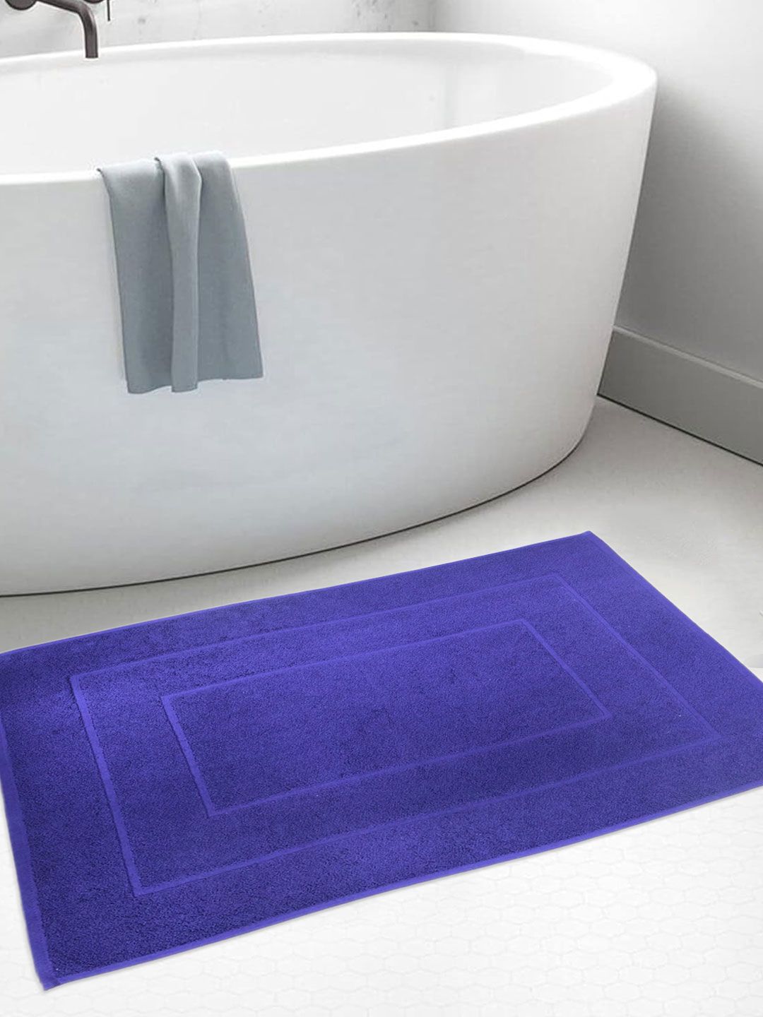 BOMBAY DYEING Navy Blue Pure Cotton 450 GSM Anti Skid 450 GSM Bath Rugs