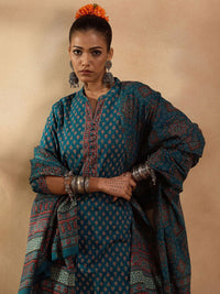 Indo Era Ethnic Motifs Printed Regular Pure Cotton Straight Kurta with Trousers & Dupatta
