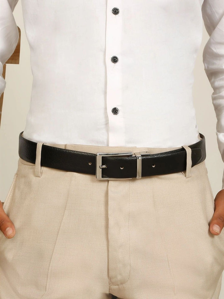 Teakwood Leathers Men Textured Leather Reversible Belt