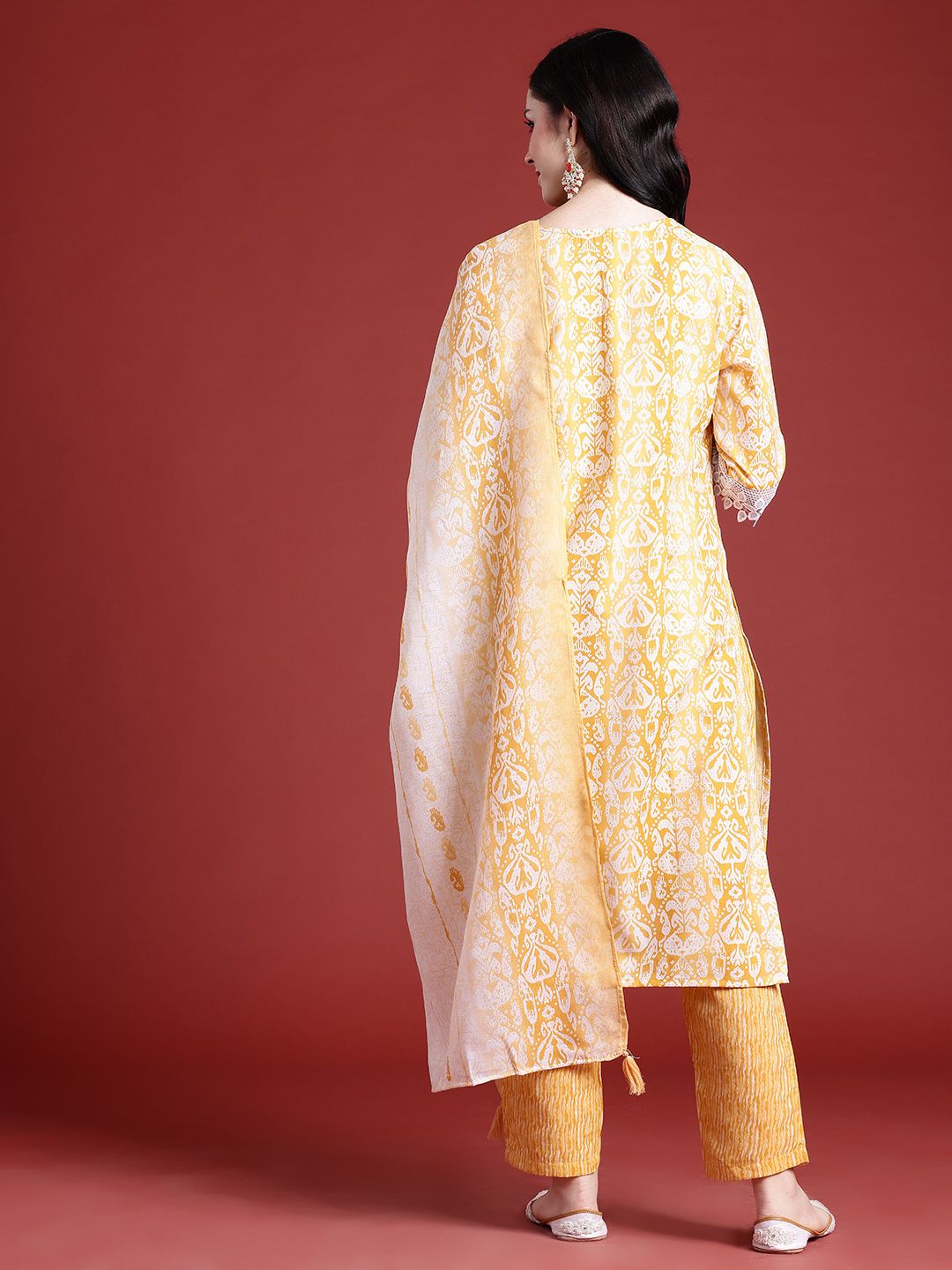 Anouk Ethnic Motifs Printed Regular Kurta With Trousers & Dupatta