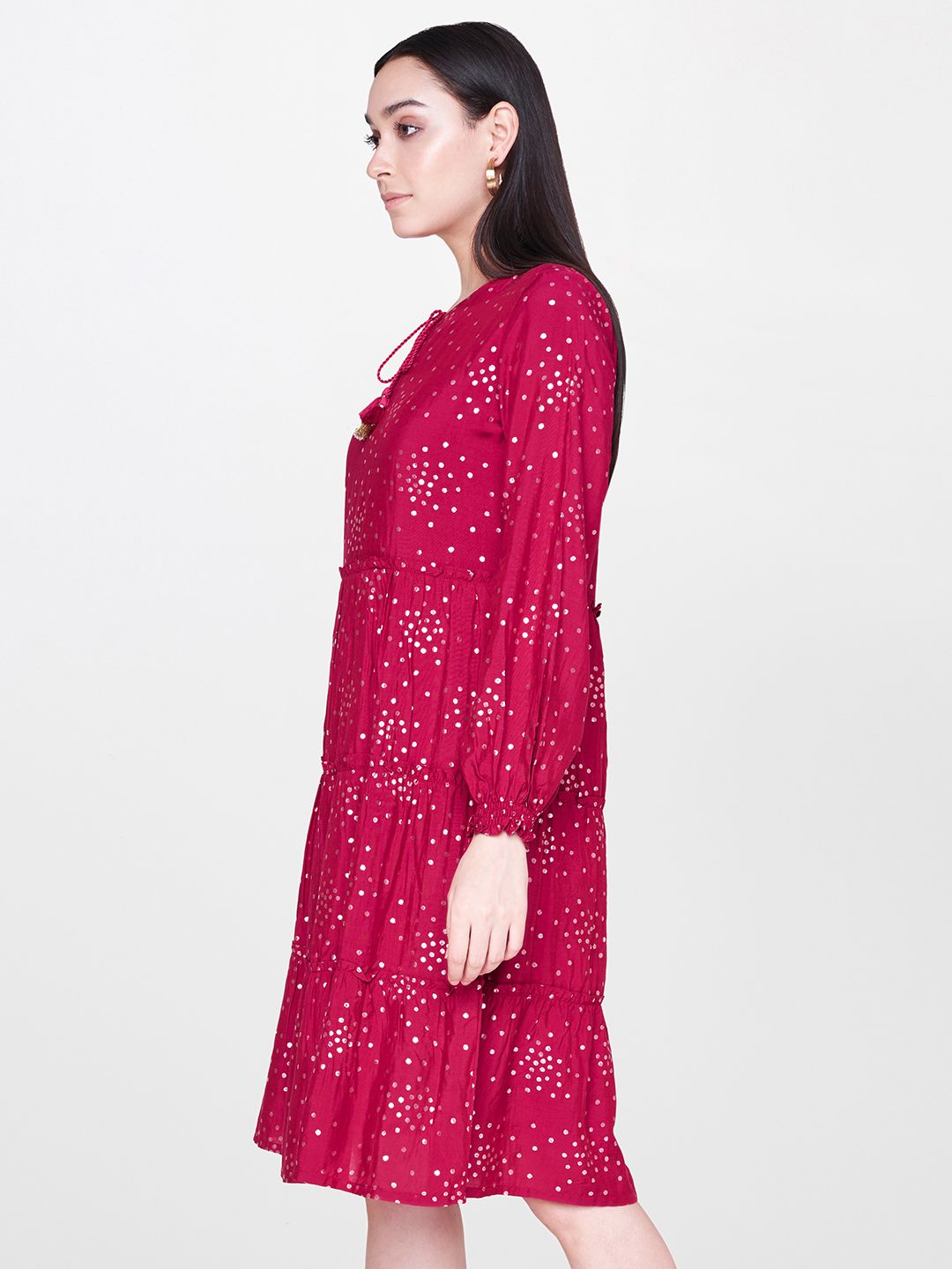 AND Women Pink Printed Fit and Flare Dress