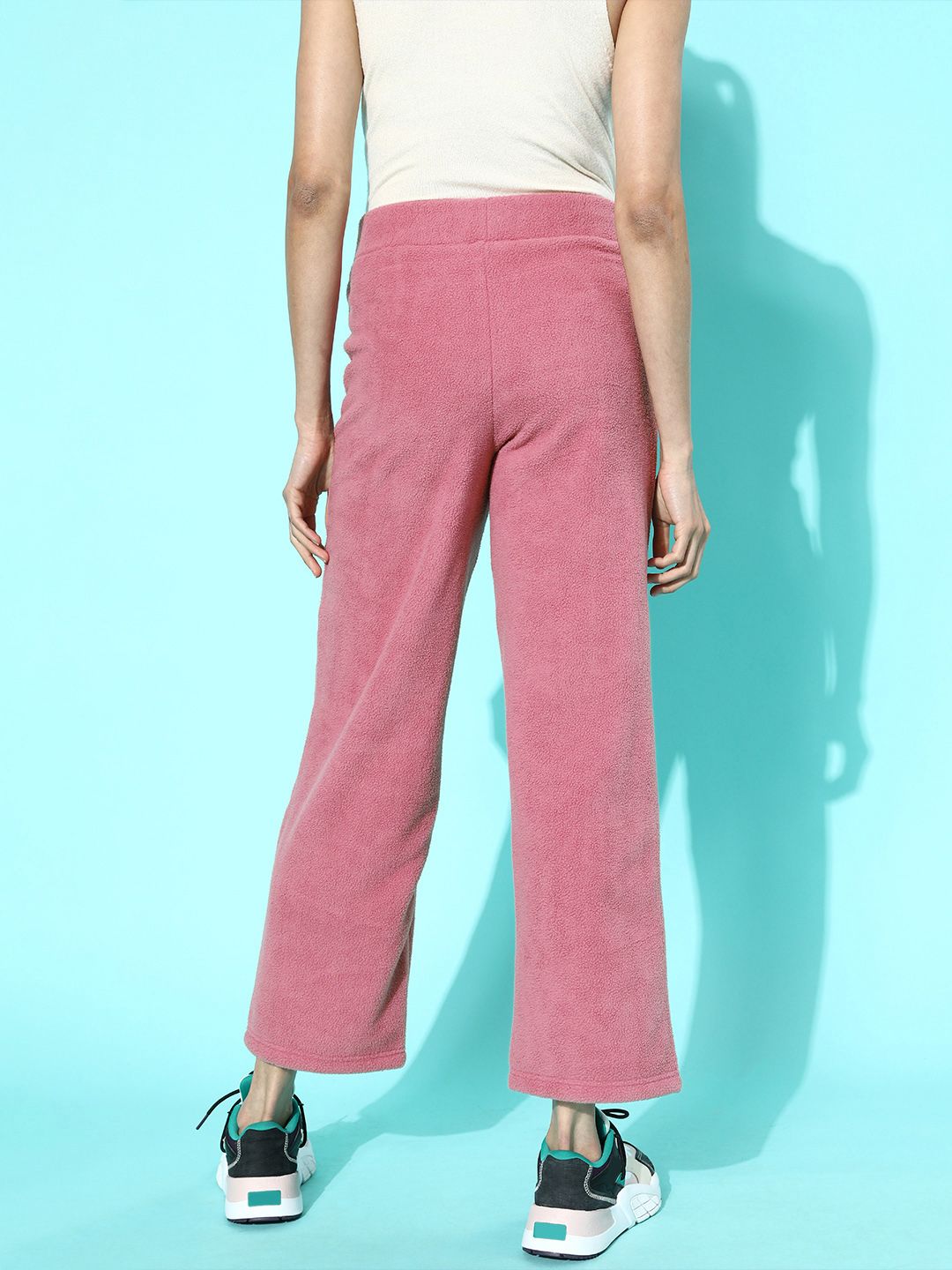 STREET 9 Women Pretty Pink Solid Fleece Trousers