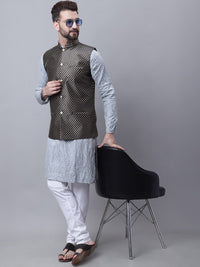 SOJANYA Ethnic Motifs Embroidered Regular Sequinned Kurta With Pyjamas & Nehru Jacket