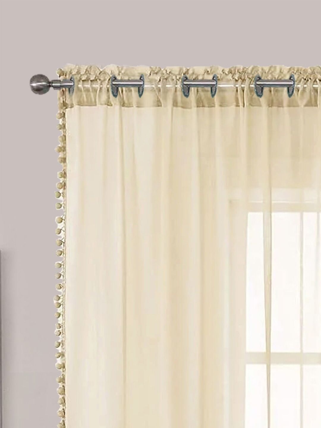 URBAN SPACE Taupe 2 Pieces Linen Sheer Long Door Curtains